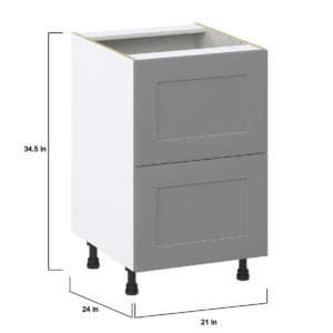 Willow Painted Slate Gray  Shaker Assembled Base Cabinet with 2 Drawers (21 in. W X 34.5 in. H X 24 in. D)