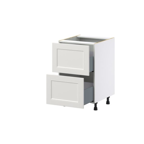 Wisteria Painted Light Gray Recessed Assembled Base Cabinet with 2 Drawers (21 in. W X 34.5 in. H X 24 in. D)