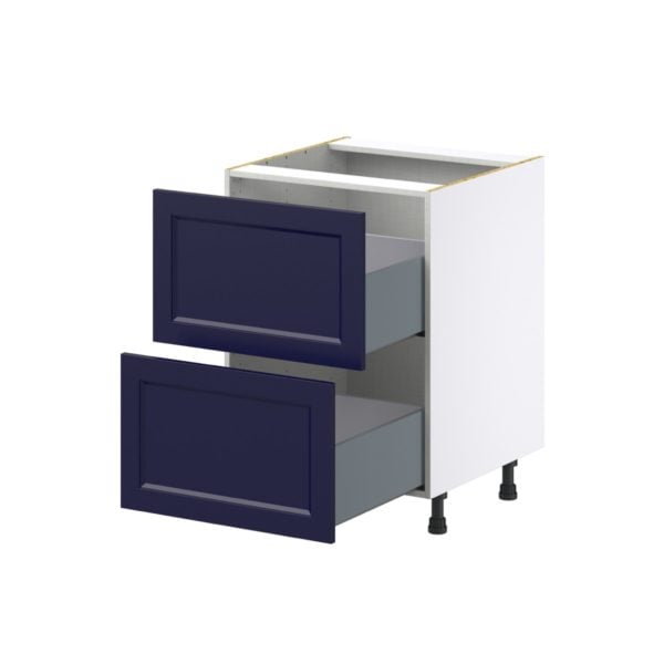 Camellia Painted Midnight Blue Recessed Assembled Base Cabinet with 2 Drawers (24 in. W x 34.5 in. H x 24 in. D)