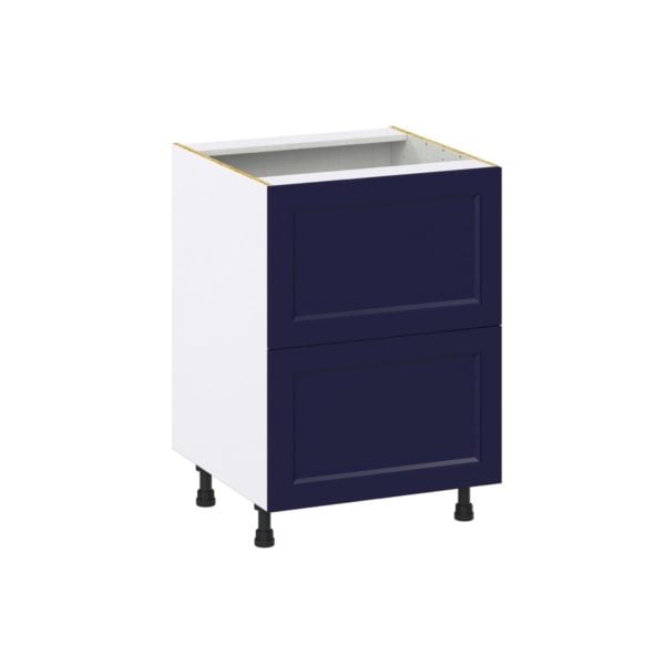 Camellia Painted Midnight Blue Recessed Assembled Base Cabinet with 2 Drawers (24 in. W x 34.5 in. H x 24 in. D)