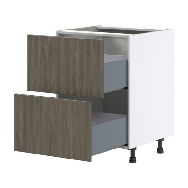 Cordyline Textured Slab Walnut Assembled Base Cabinet with 2 Drawers (24 in. W x 34.5 in. H x 24 in. D)