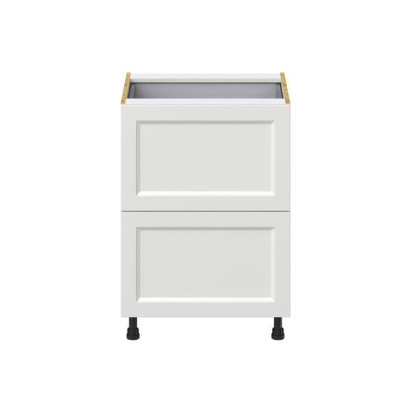 Magnolia Painted Bright White Recessed Assembled Base Cabinet with 2 Drawers and 1 Inner Drawer (24 in. W x 34.5 in. H x 24 in. D)