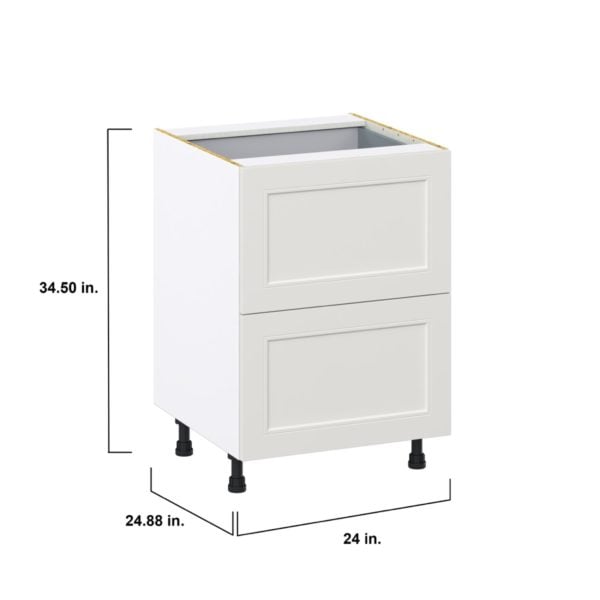 Wisteria Painted Light Gray Recessed Assembled Base Cabinet with 2 Drawers and 1 Inner Drawer (24 in. W x 34.5 in. H x 24 in. D)