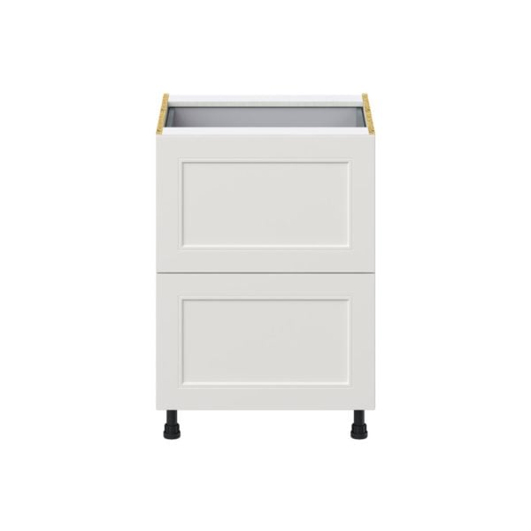 Wisteria Painted Light Gray Recessed Assembled Base Cabinet with 2 Drawers and 1 Inner Drawer (24 in. W x 34.5 in. H x 24 in. D)