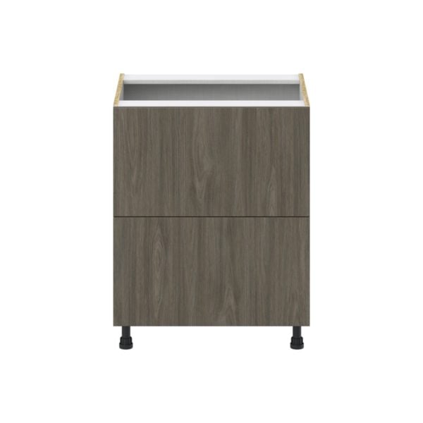 Cordyline Textured Slab Walnut Assembled Base Cabinet with 2 Drawers (27in. W X 34.5 in. H X 24 in. D)