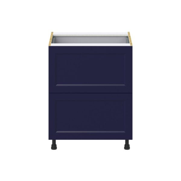 Camellia Painted Midnight Blue Recessed Assembled Base Cabinet with 2 Drawers and a Inner Drawer (27 in. W X 34.5 in. H X 24 in. D)