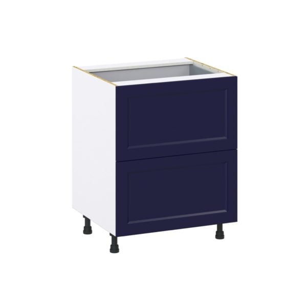 Camellia Painted Midnight Blue Recessed Assembled Base Cabinet with 2 Drawers and a Inner Drawer (27 in. W X 34.5 in. H X 24 in. D)