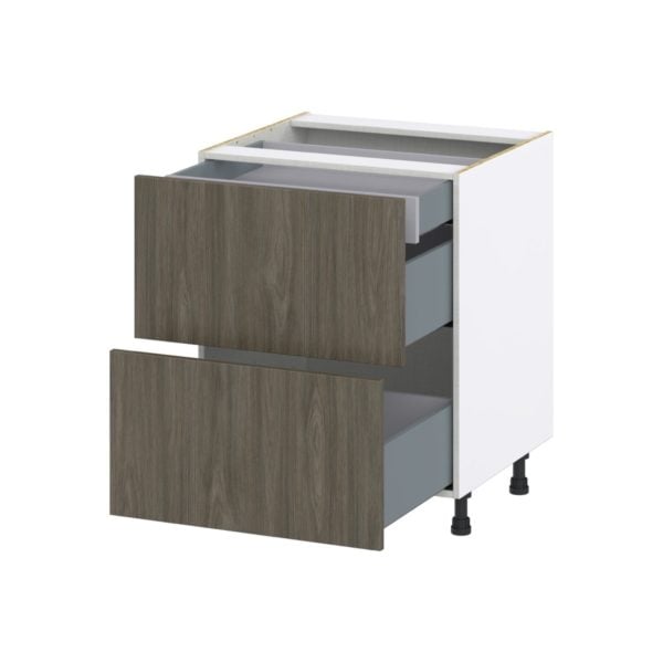 Cordyline Textured Slab Walnut Assembled Base Cabinet with 2 Drawers and a Inner Drawer (27 in. W X 34.5 in. H X 24 in. D)