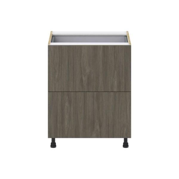 Cordyline Textured Slab Walnut Assembled Base Cabinet with 2 Drawers and a Inner Drawer (27 in. W X 34.5 in. H X 24 in. D)