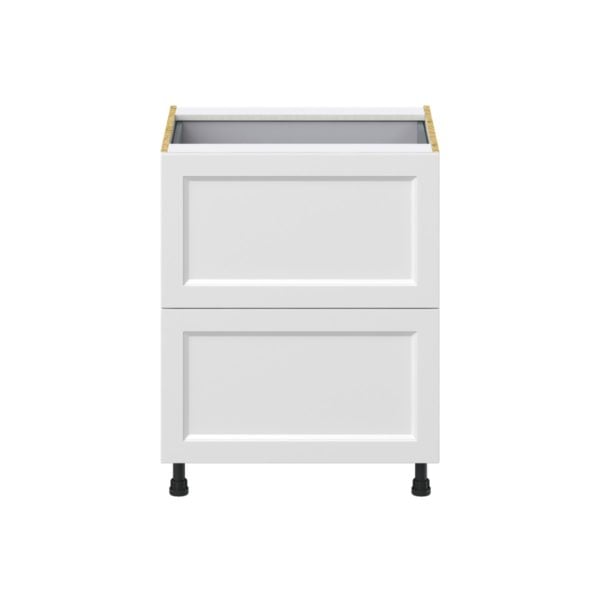 Magnolia Painted Bright White Recessed Assembled Base Cabinet with 2 Drawers and a Inner Drawer (27 in. W X 34.5 in. H X 24 in. D)