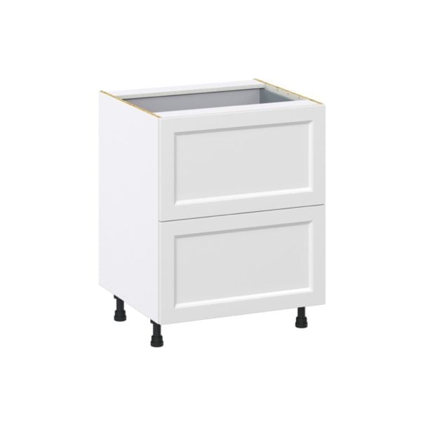 Magnolia Painted Bright White Recessed Assembled Base Cabinet with 2 Drawers and a Inner Drawer (27 in. W X 34.5 in. H X 24 in. D)