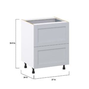 Sea Holly Light Gray  Shaker Assembled Base Cabinet with 2 Drawers and a Inner Drawer (27 in. W X 34.5 in. H X 24 in. D)