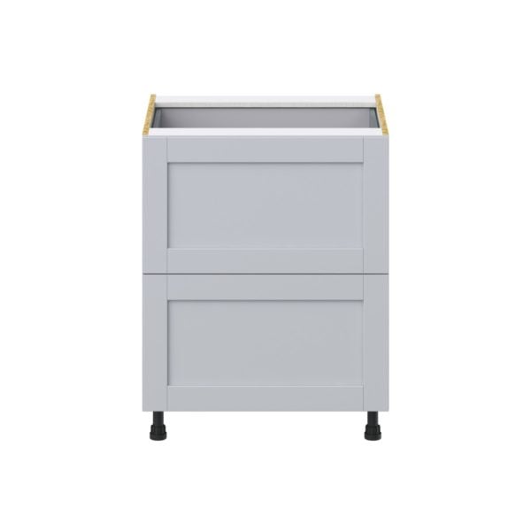 Sea Holly Light Gray  Shaker Assembled Base Cabinet with 2 Drawers and a Inner Drawer (27 in. W X 34.5 in. H X 24 in. D)