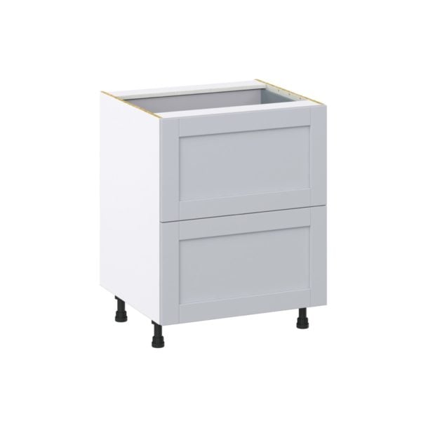 Sea Holly Light Gray  Shaker Assembled Base Cabinet with 2 Drawers and a Inner Drawer (27 in. W X 34.5 in. H X 24 in. D)