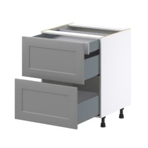 Willow Painted Slate Gray  Shaker Assembled Base Cabinet with 2 Drawers and a Inner Drawer (27 in. W X 34.5 in. H X 24 in. D)