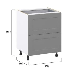 Willow Painted Slate Gray  Shaker Assembled Base Cabinet with 2 Drawers and a Inner Drawer (27 in. W X 34.5 in. H X 24 in. D)