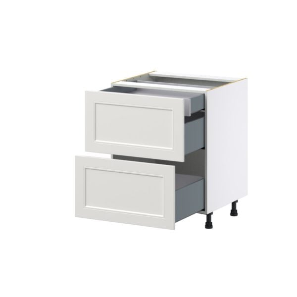 Wisteria Painted Light Gray Recessed Assembled Base Cabinet with 2 Drawers and a Inner Drawer (27 in. W X 34.5 in. H X 24 in. D)