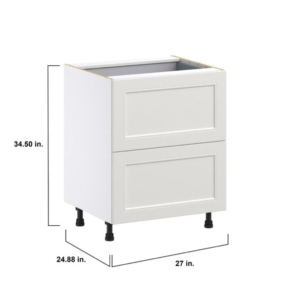 Wisteria Painted Light Gray Recessed Assembled Base Cabinet with 2 Drawers and a Inner Drawer (27 in. W X 34.5 in. H X 24 in. D)