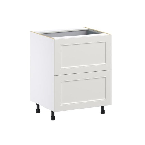 Wisteria Painted Light Gray Recessed Assembled Base Cabinet with 2 Drawers and a Inner Drawer (27 in. W X 34.5 in. H X 24 in. D)