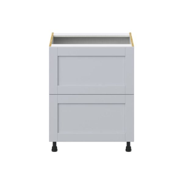 Sea Holly Light Gray  Shaker Assembled Base Cabinet with 2 Drawers (27in. W X 34.5 in. H X 24 in. D)