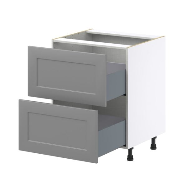 Willow Painted Slate Gray  Shaker Assembled Base Cabinet with 2 Drawers (27in. W X 34.5 in. H X 24 in. D)