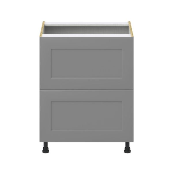 Willow Painted Slate Gray  Shaker Assembled Base Cabinet with 2 Drawers (27in. W X 34.5 in. H X 24 in. D)