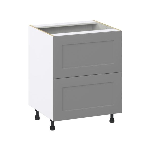 Willow Painted Slate Gray  Shaker Assembled Base Cabinet with 2 Drawers (27in. W X 34.5 in. H X 24 in. D)