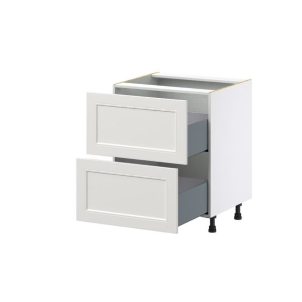 Wisteria Painted Light Gray Recessed Assembled Base Cabinet with 2 Drawers (27in. W X 34.5 in. H X 24 in. D)