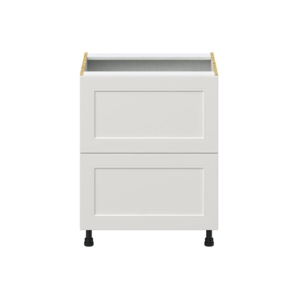 Wisteria Painted Light Gray Recessed Assembled Base Cabinet with 2 Drawers (27in. W X 34.5 in. H X 24 in. D)