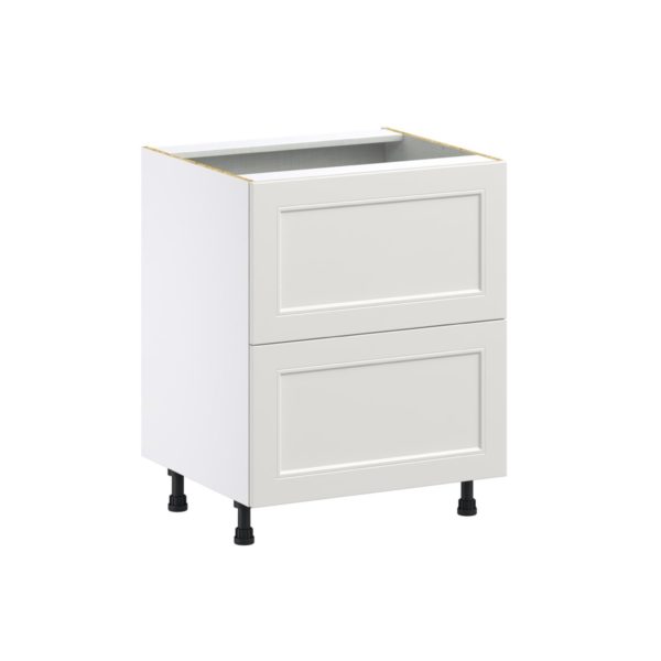 Wisteria Painted Light Gray Recessed Assembled Base Cabinet with 2 Drawers (27in. W X 34.5 in. H X 24 in. D)