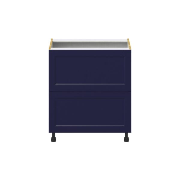 Camellia Painted Midnight Blue Recessed Assembled Base Cabinet with 2 Drawers (30 in. W x 34.5 in. H x 24 in. D)