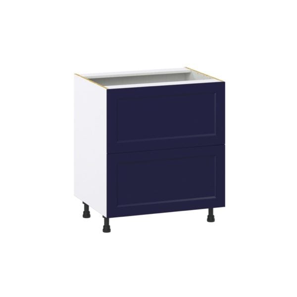 Camellia Painted Midnight Blue Recessed Assembled Base Cabinet with 2 Drawers (30 in. W x 34.5 in. H x 24 in. D)