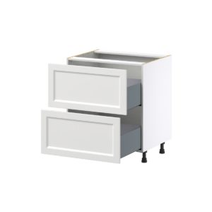 Magnolia Painted Bright White Recessed Assembled Base Cabinet with 2 Drawers (30 in. W x 34.5 in. H x 24 in. D)