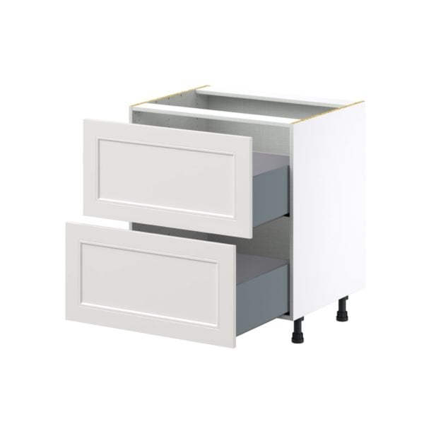 Wisteria Painted Light Gray Recessed Assembled Base Cabinet with 2 Drawers (30 in. W x 34.5 in. H x 24 in. D)