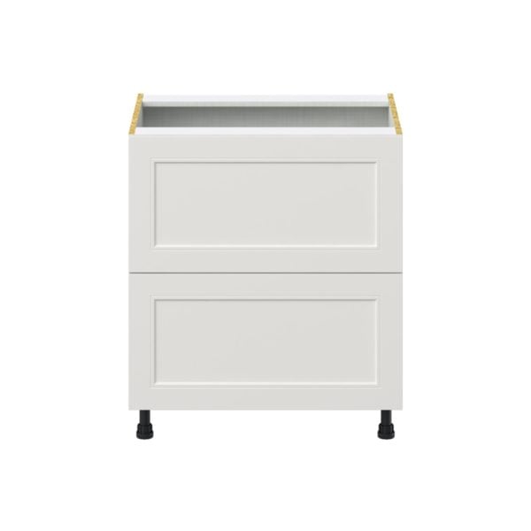 Wisteria Painted Light Gray Recessed Assembled Base Cabinet with 2 Drawers (30 in. W x 34.5 in. H x 24 in. D)