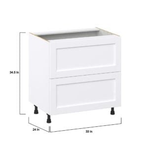 Dahlia Bright White  Shaker Assembled Base Cabinet with 2 Drawers (33 in. W X 34.5 in. H X 24 in. D)