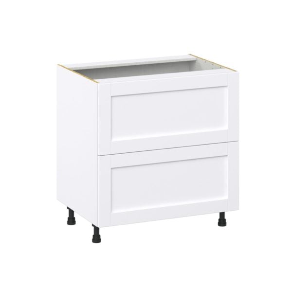 Dahlia Bright White  Shaker Assembled Base Cabinet with 2 Drawers (33 in. W X 34.5 in. H X 24 in. D)