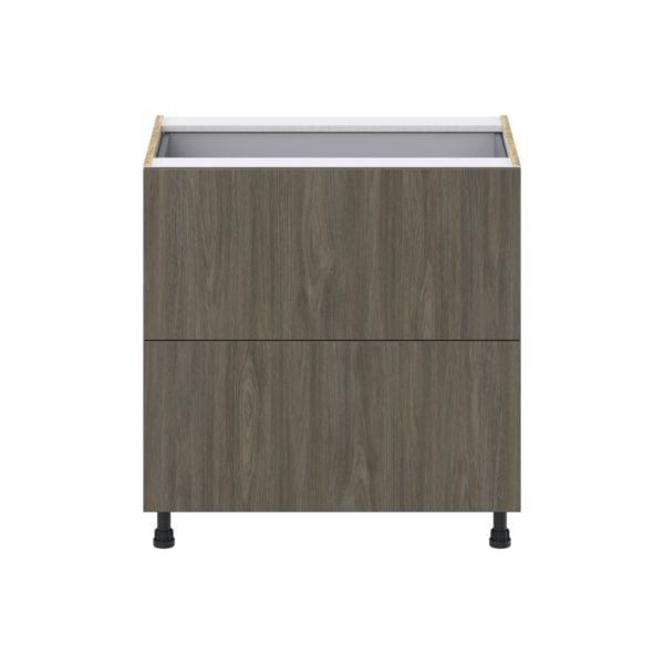 Cordyline Textured Slab Walnut Assembled Base Cabinet with 2 Drawers and 1 Inner Drawer (33 in. W X 34.5 in. H X 24 in. D)