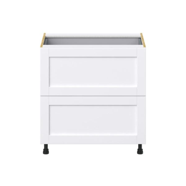 Dahlia Bright White  Shaker Assembled Base Cabinet with 2 Drawers and 1 Inner Drawer (33 in. W X 34.5 in. H X 24 in. D)