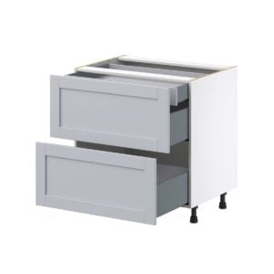 Sea Holly Light Gray  Shaker Assembled Base Cabinet with 2 Drawers and 1 Inner Drawer (33 in. W X 34.5 in. H X 24 in. D)