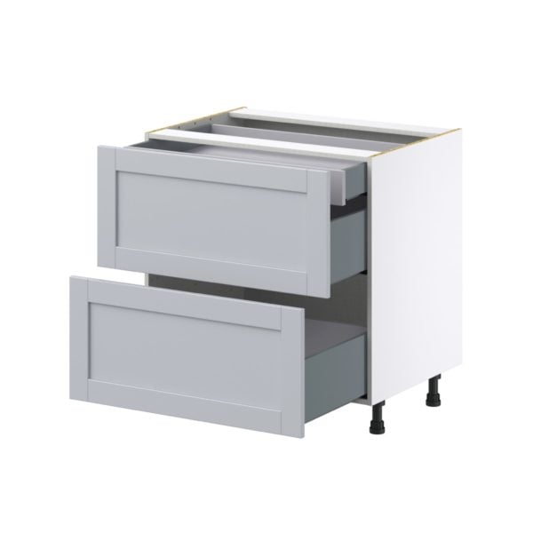 Sea Holly Light Gray  Shaker Assembled Base Cabinet with 2 Drawers and 1 Inner Drawer (33 in. W X 34.5 in. H X 24 in. D)