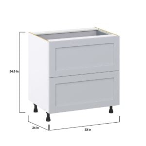 Sea Holly Light Gray  Shaker Assembled Base Cabinet with 2 Drawers and 1 Inner Drawer (33 in. W X 34.5 in. H X 24 in. D)