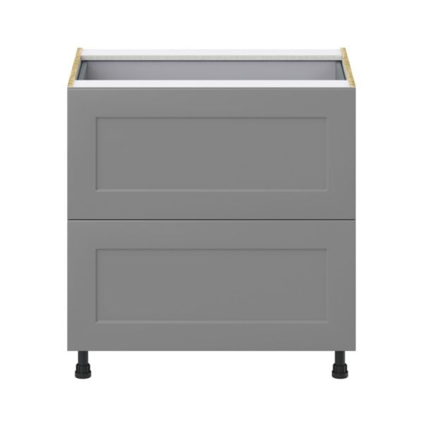 Willow Painted Slate Gray  Shaker Assembled Base Cabinet with 2 Drawers and 1 Inner Drawer (33 in. W X 34.5 in. H X 24 in. D)