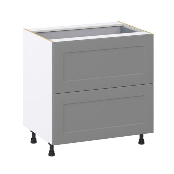 Willow Painted Slate Gray  Shaker Assembled Base Cabinet with 2 Drawers and 1 Inner Drawer (33 in. W X 34.5 in. H X 24 in. D)