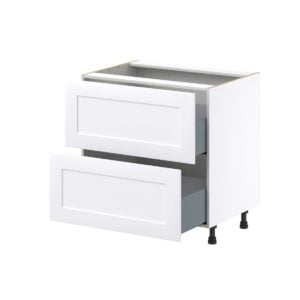 Jasmine Painted Warm White  Shaker Assembled Base Cabinet with 2 Drawers (33 in. W X 34.5 in. H X 24 in. D)