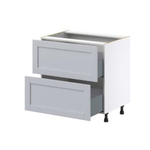 Sea Holly Light Gray  Shaker Assembled Base Cabinet with 2 Drawers (33 in. W X 34.5 in. H X 24 in. D)