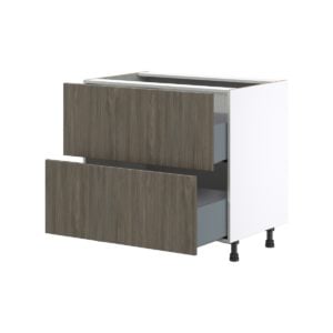 Cordyline Textured Slab Walnut Assembled Base Cabinet with 2 Drawers (36 in. W x 34.5 in. H x 24 in. D)