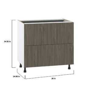 Cordyline Textured Slab Walnut Assembled Base Cabinet with 2 Drawers (36 in. W x 34.5 in. H x 24 in. D)