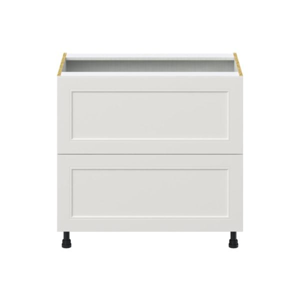 Wisteria Painted Light Gray Recessed Assembled Base Cabinet with 2 Drawers (36 in. W x 34.5 in. H x 24 in. D)