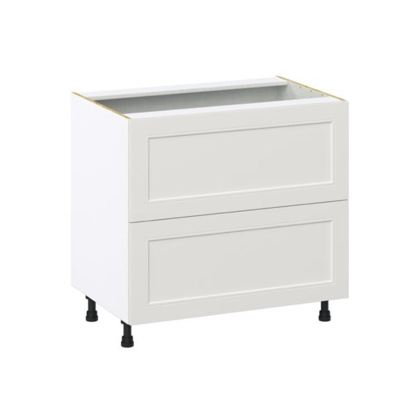 Wisteria Painted Light Gray Recessed Assembled Base Cabinet with 2 Drawers (36 in. W x 34.5 in. H x 24 in. D)